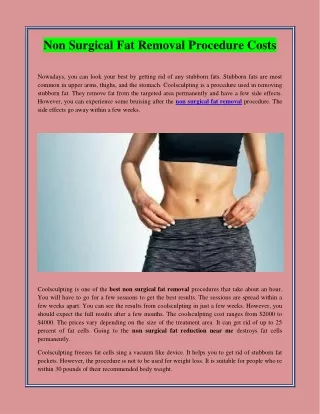 Non Surgical Fat Removal Procedure Costs