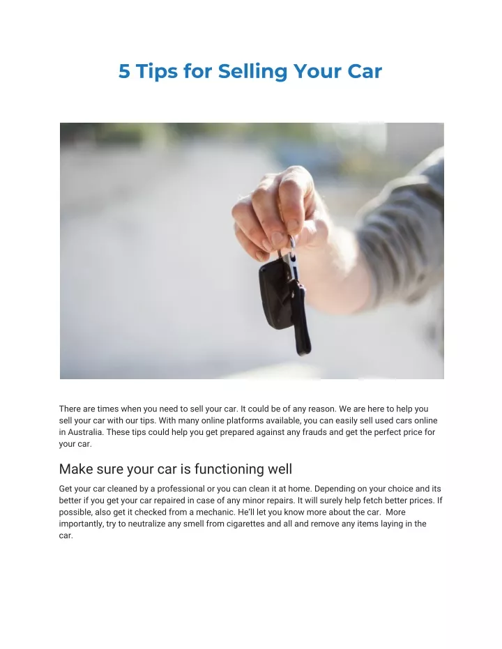 5 tips for selling your car
