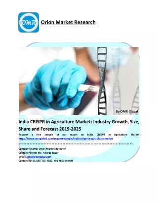 India CRISPR in Agriculture Market Size, Industry Trends, Leading Players, Market Share and Forecast 2019-2025