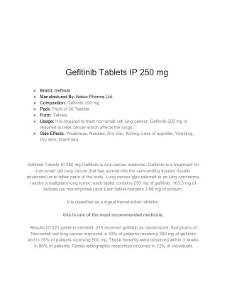 Gefitinib Tablets IP 250 mg