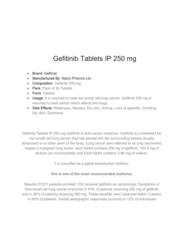 gefitinib tablets ip 250 mg