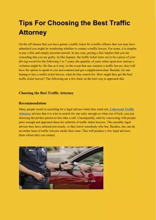 Tips For Choosing the Best Traffic Attorney
