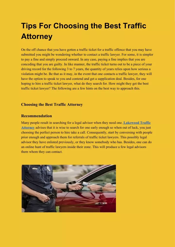 tips for choosing the best traffic attorney