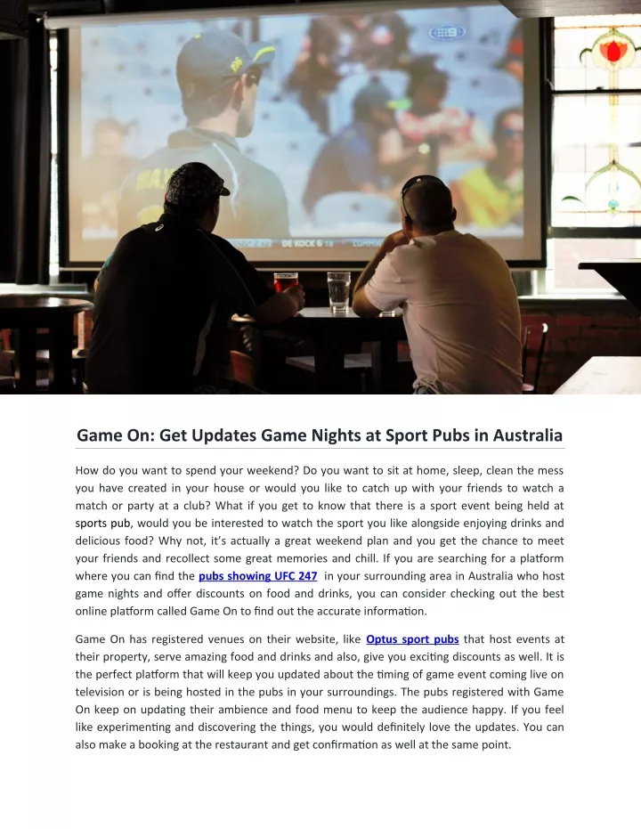 game on get updates game nights at sport pubs