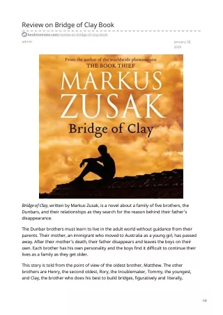 Review on Bridge of Clay Book