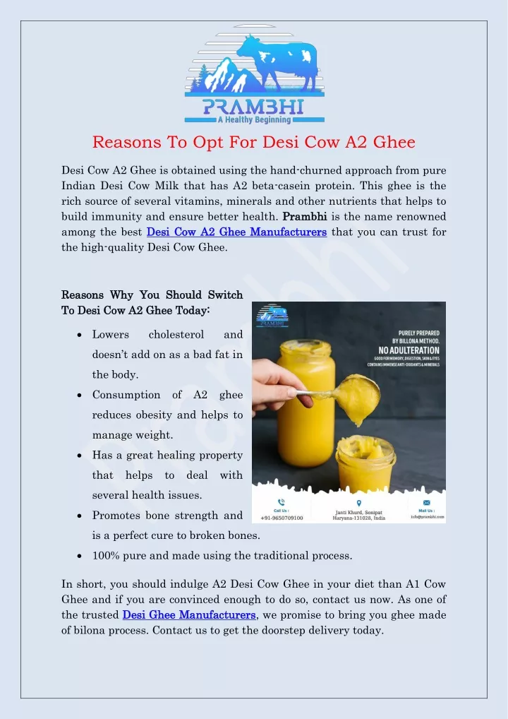 reasons to opt for desi cow a2 ghee