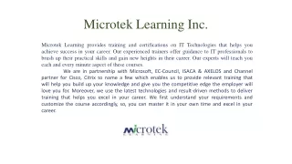 Microtek Learning: Online IT training & certification