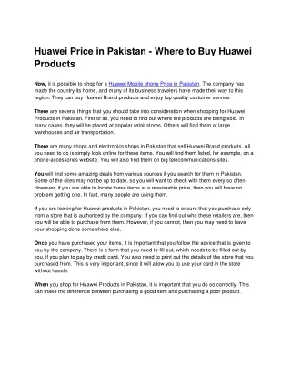 Huawei Price in Pakistan - Where to Buy Huawei Products