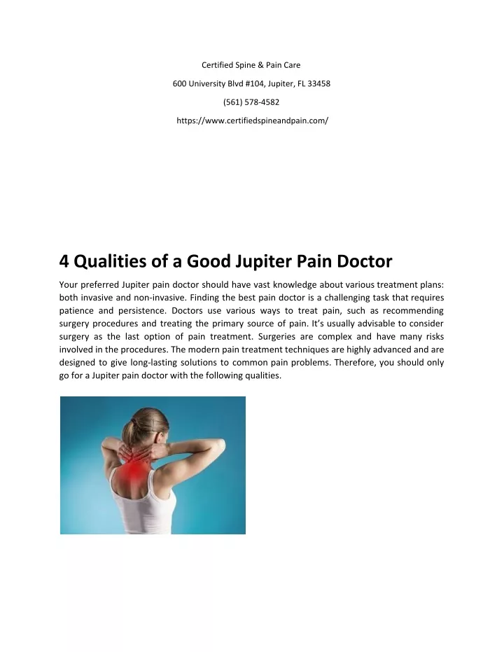 certified spine pain care