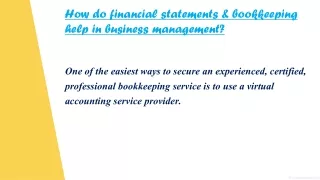 Financial statement preparation & bookkeeping services