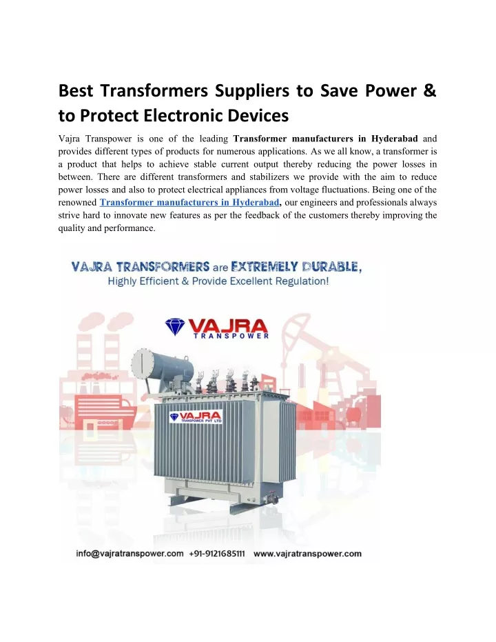 best transformers suppliers to save power