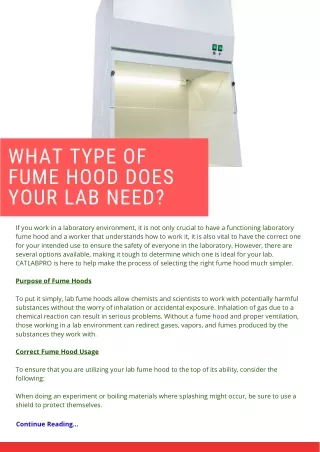 What Type of Fume Hood Does Your Lab Need?