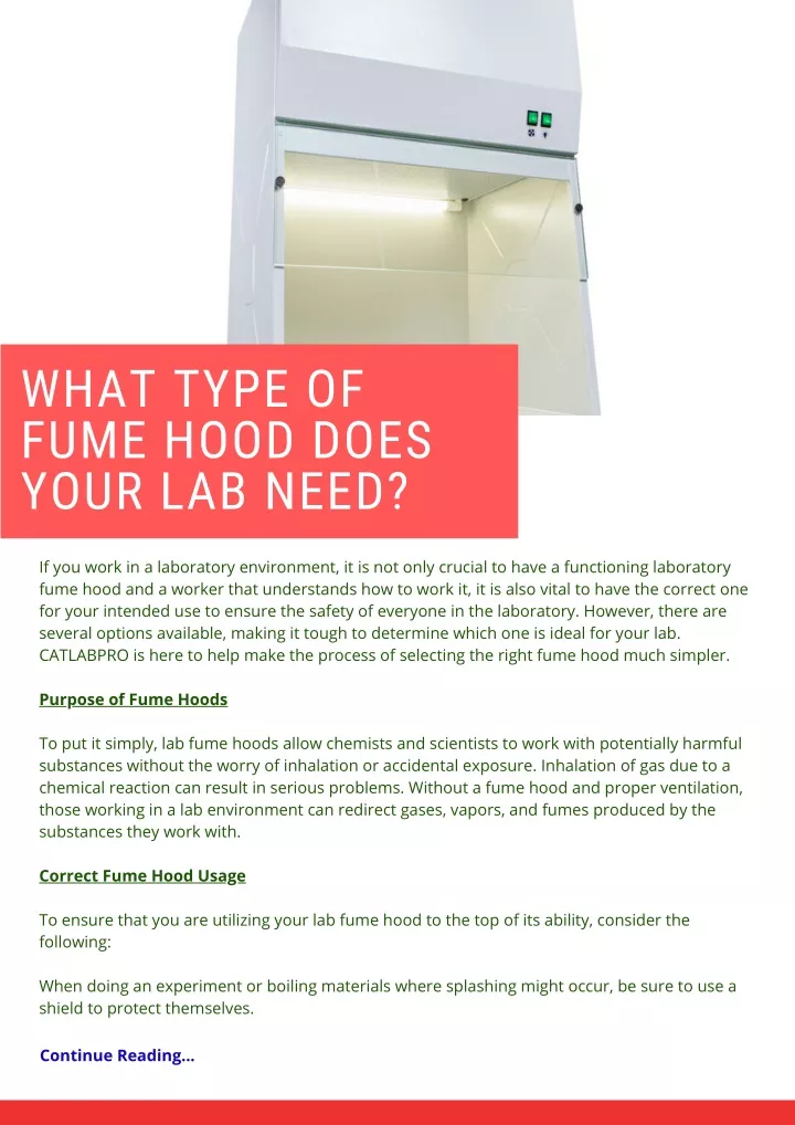 what type of fume hood does your lab need