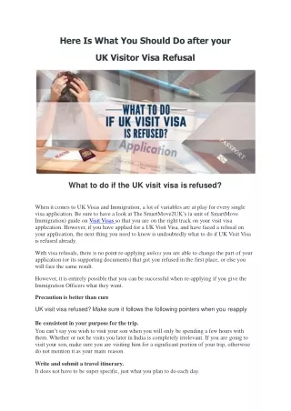 Here Is What You Should Do after your UK Visitor Visa Refusal