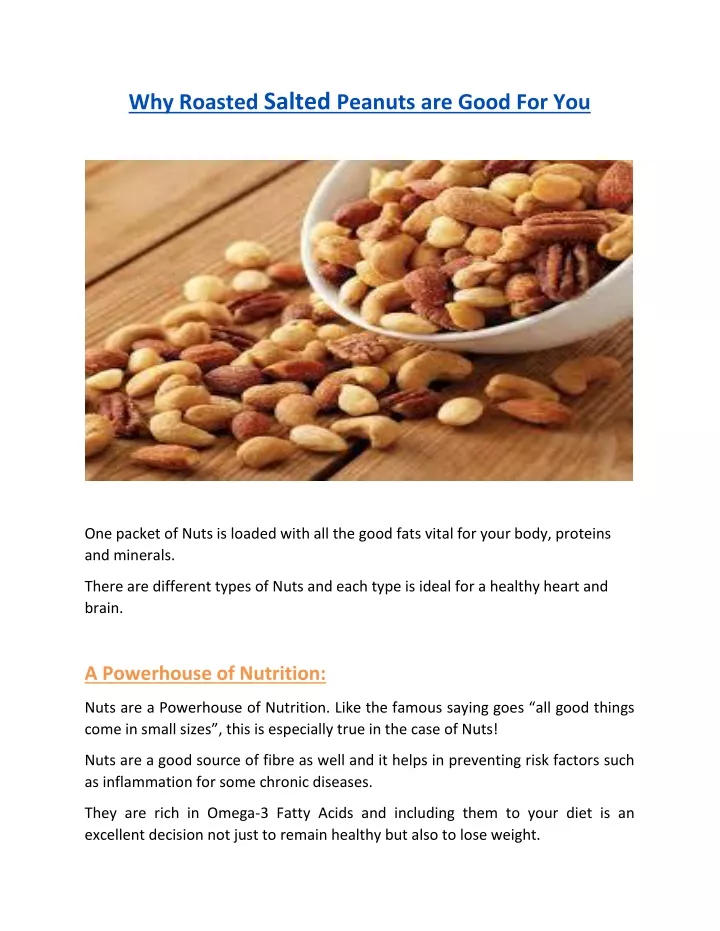 why roasted salted peanuts are good for you