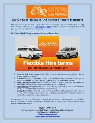 Car On Rent- Reliable And Pocket-Friendly Transport