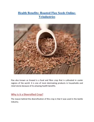 Health Benefits-Roasted Flax Seeds Online Vrindustries