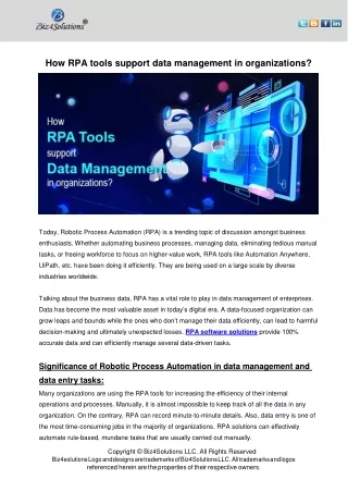 How RPA tools support data management in organizations?