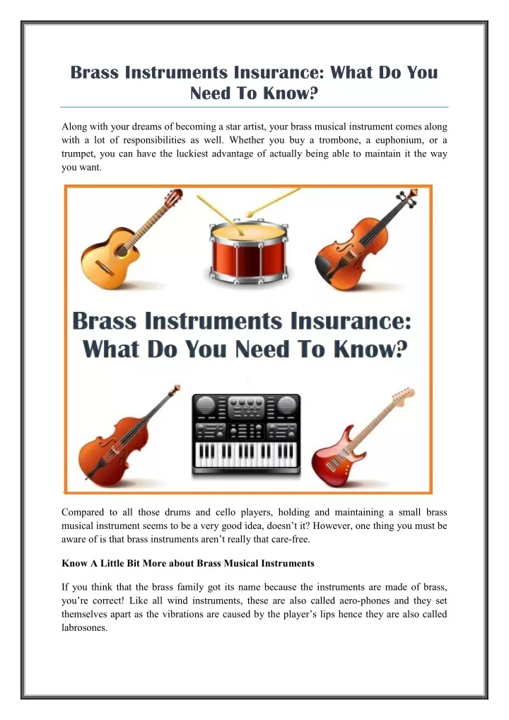 brass instruments insurance what do you need
