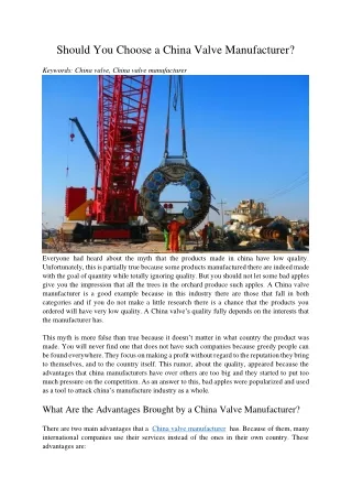 should you choose a china valve manufacturer