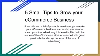 5 Small Tips to Grow your eCommerce Business