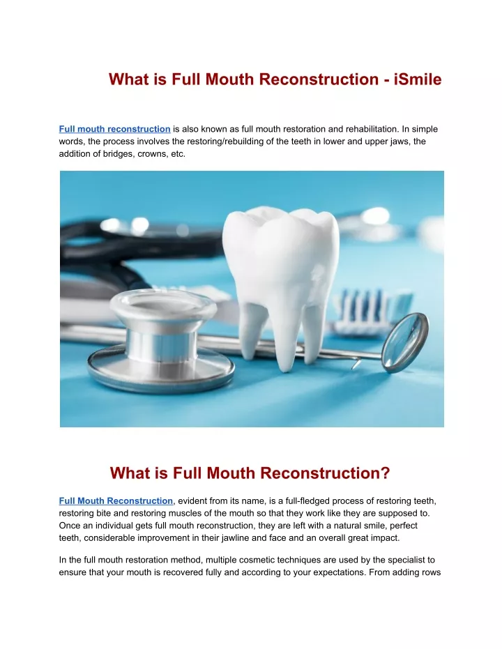 what is full mouth reconstruction ismile