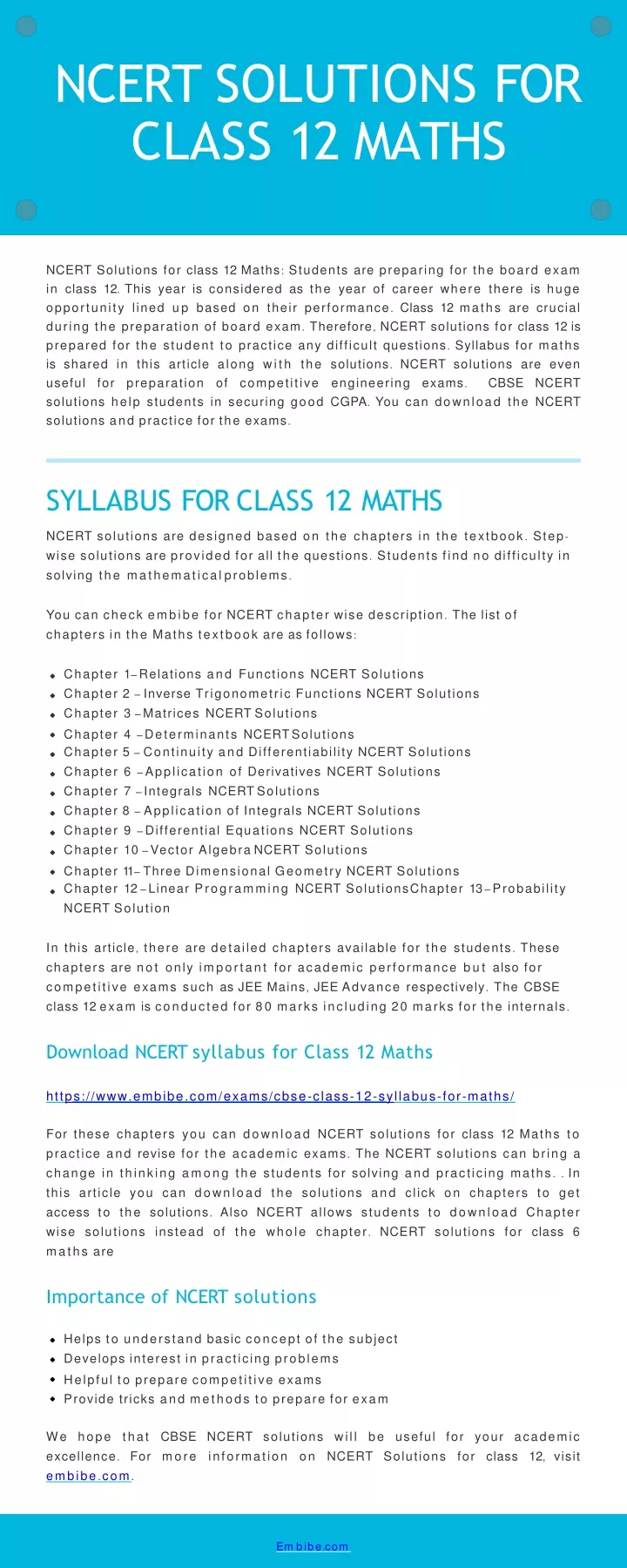 ncert solutions for class 12 maths