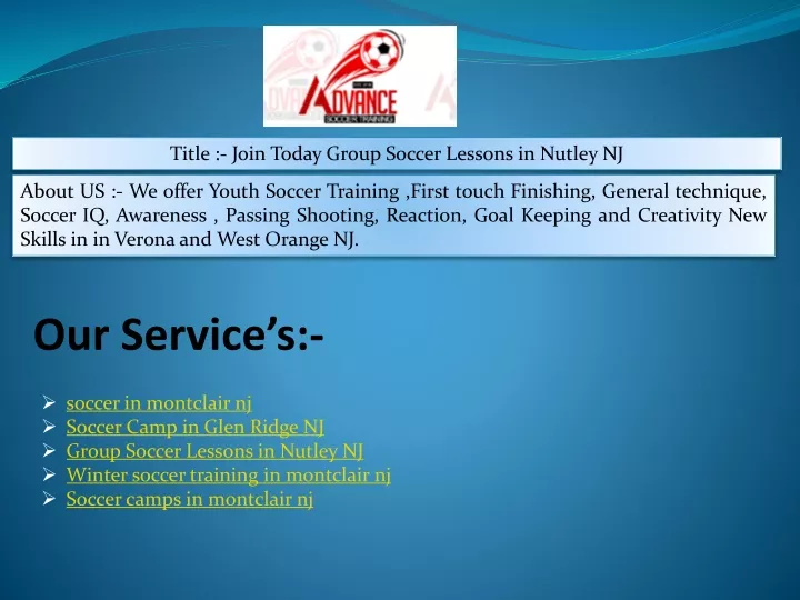title join today group soccer lessons in nutley nj