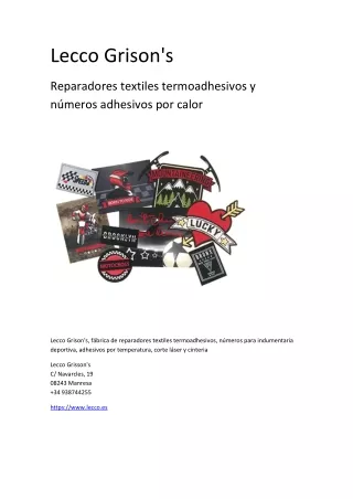 Lecco, Reparadores textiles termoadhesivos y números adhesivos por calor