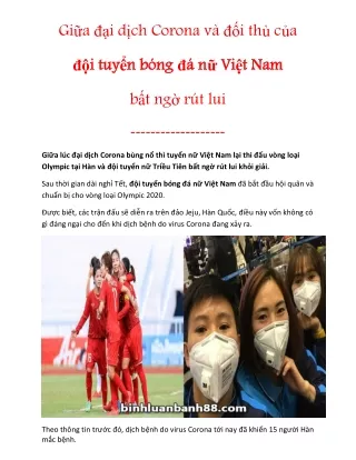 Giữa đại dịch Corona và đối thủ của đội tuyển bóng đá nữ Việt Nam bất ngờ rút lui