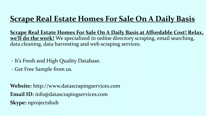 scrape real estate homes for sale on a daily basis