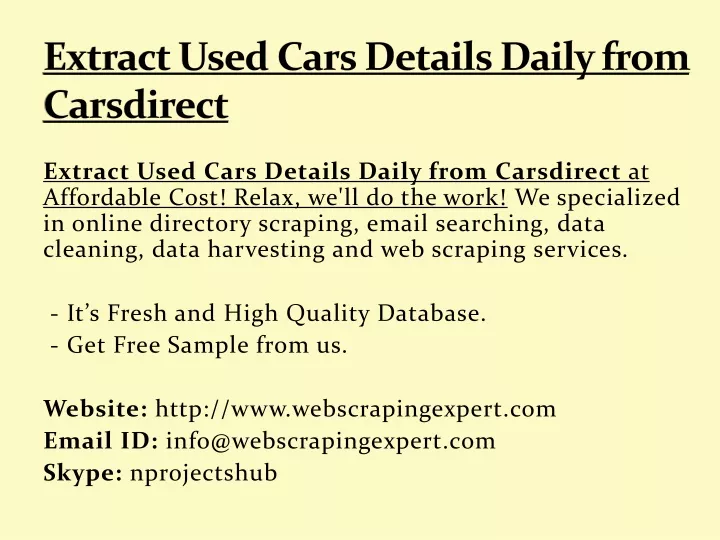 extract used cars details daily from carsdirect