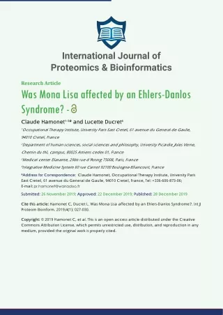 International Journal of Proteomics & Bioinformatics