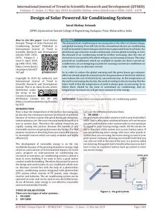 Design of Solar Powered Air Conditioning System