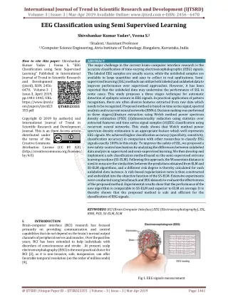 EEG Classification using Semi Supervised Learning