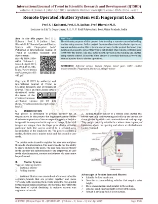 Remote Operated Shutter System with Fingerprint Lock