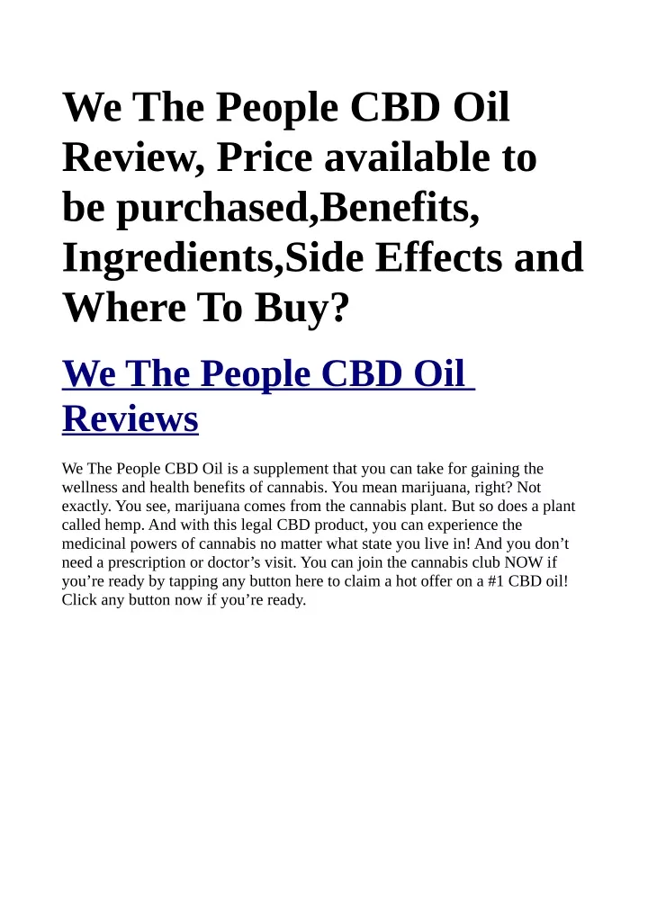 we the people cbd oil review price available