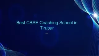 Best CBSE Coaching School in Tirupur