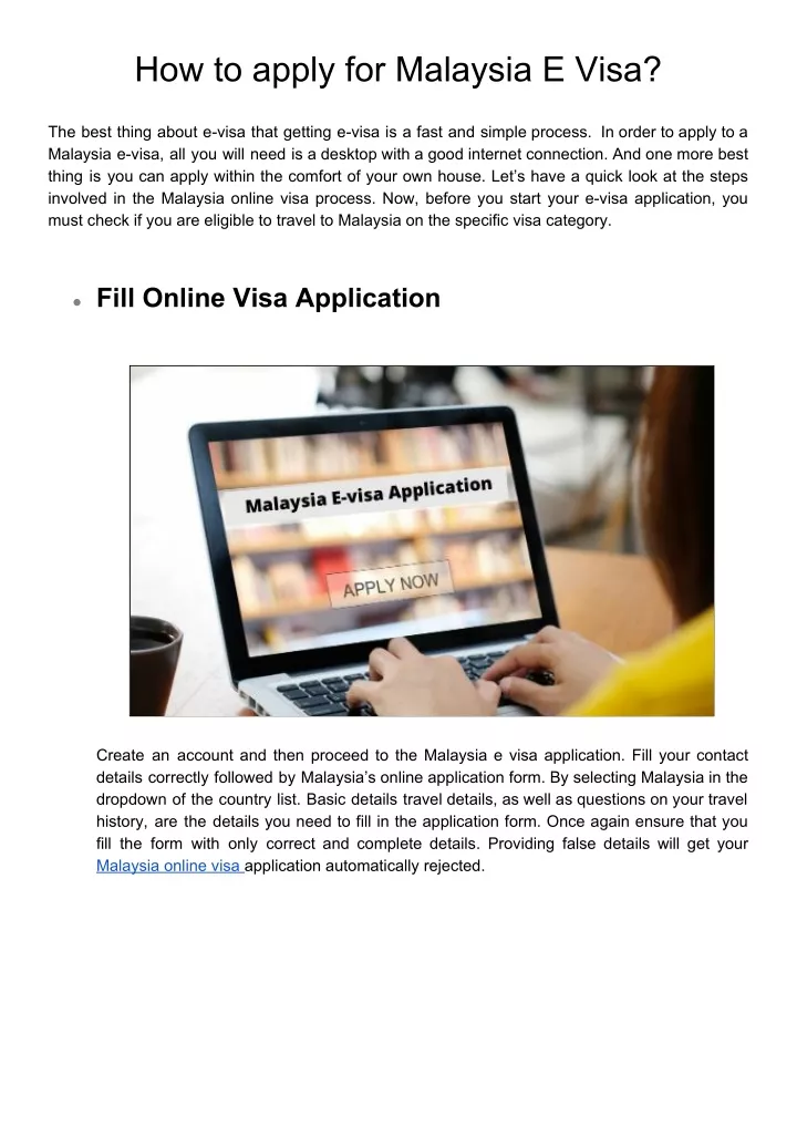 how to apply for malaysia e visa