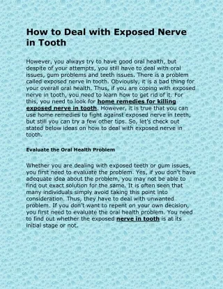 How to Deal with Exposed Nerve in Tooth