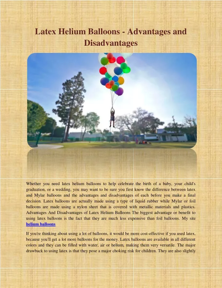 latex helium balloons advantages and disadvantages