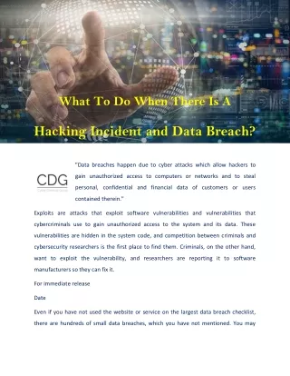 Hacking Incident and Data Breach - CDG.io