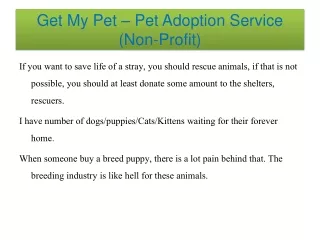 Get My Pet - Adopt a Pet, Missing Pet, Donate, Pet Rehoming, Pet Care Tips