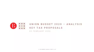 Union Budget 2020  –Analysis Key Tax Proposals
