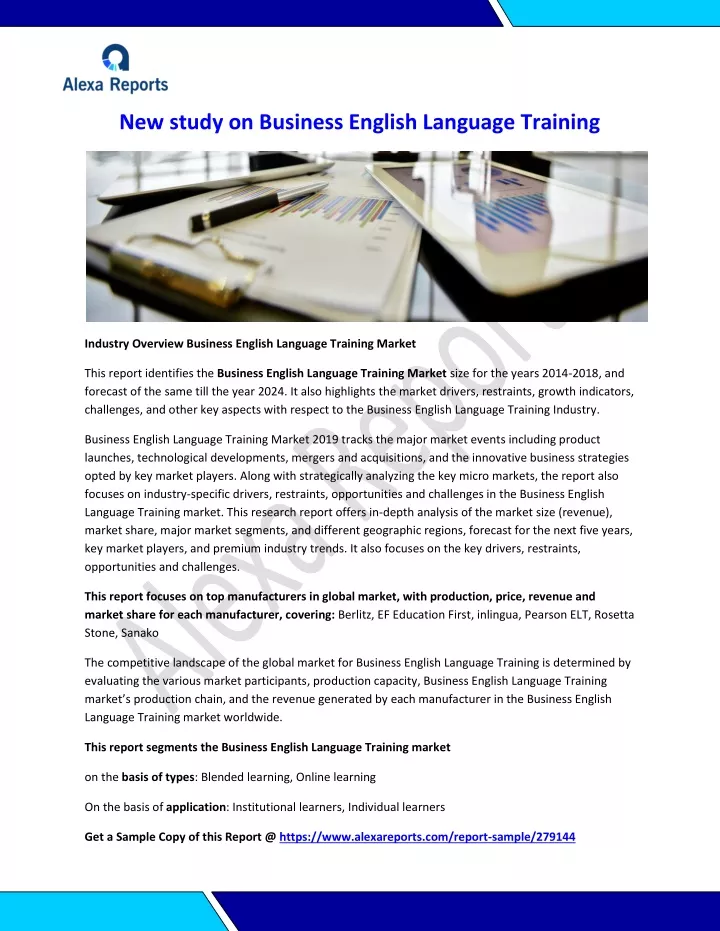 new study on business english language training