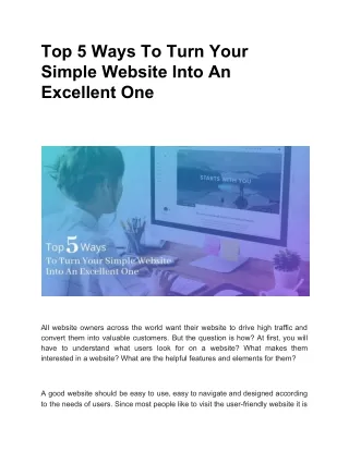 Top 5 Ways To Turn Your Simple Website Into An Excellent One