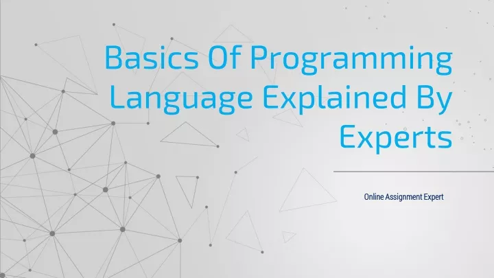basics of programming language explained by experts