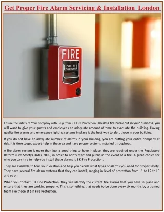 Get Proper Fire Alarm Servicing & Installation London