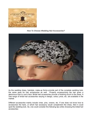 How To Choose Wedding Hair Accessories?