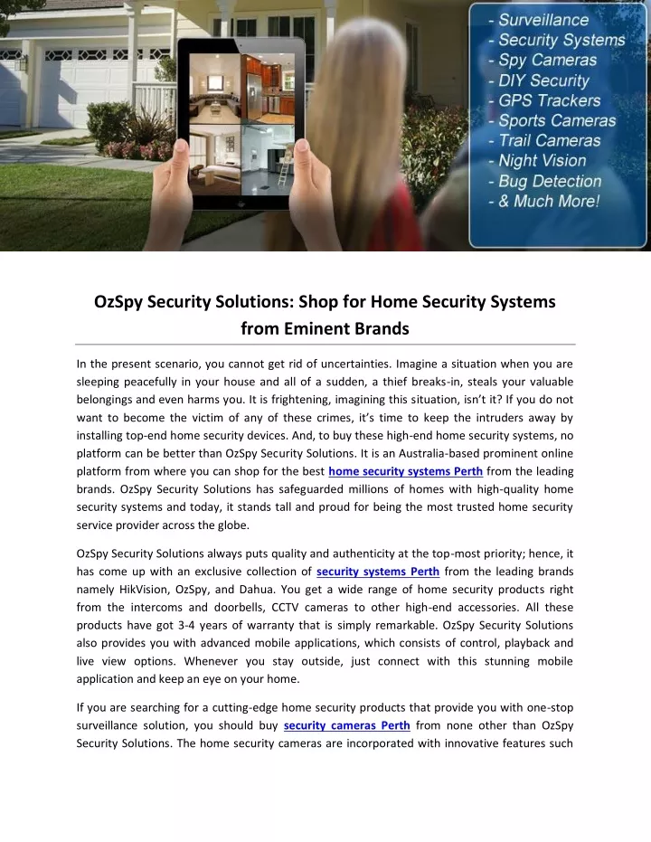 ozspy security solutions shop for home security
